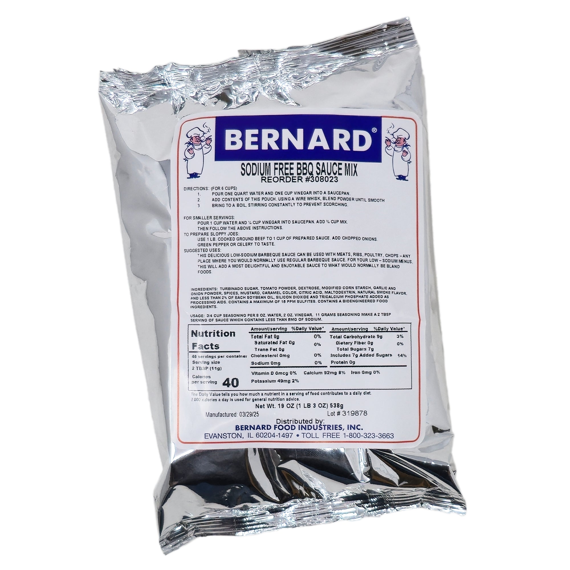 Bernard Sodium Free Barbecue Sauce Mix-19 oz.